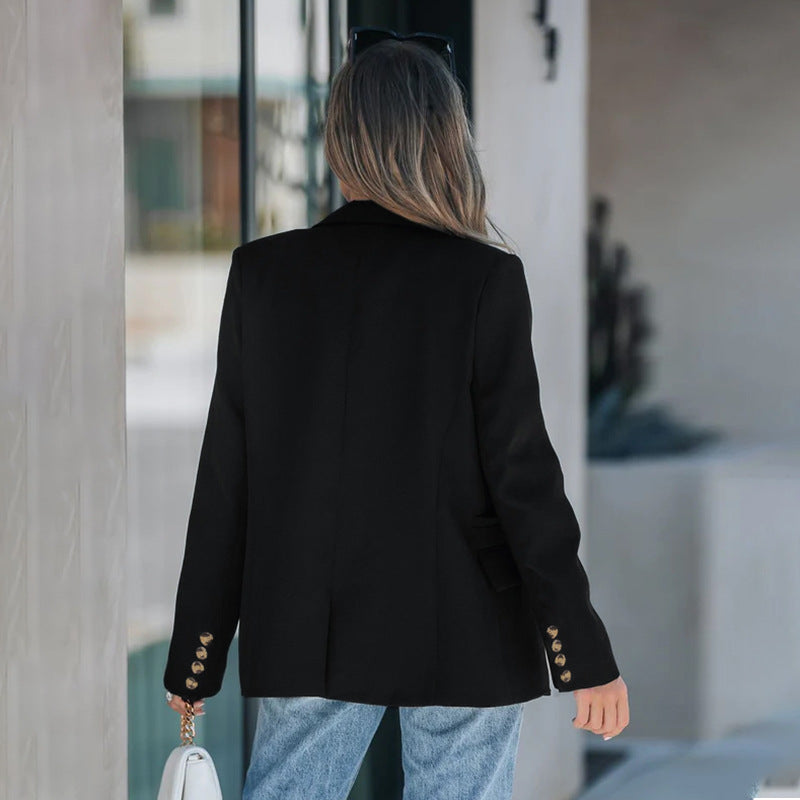 Damen Doppelreihiger Longline-Blazer mit taillierter Silhouette & Zierknopfleiste – Valéne