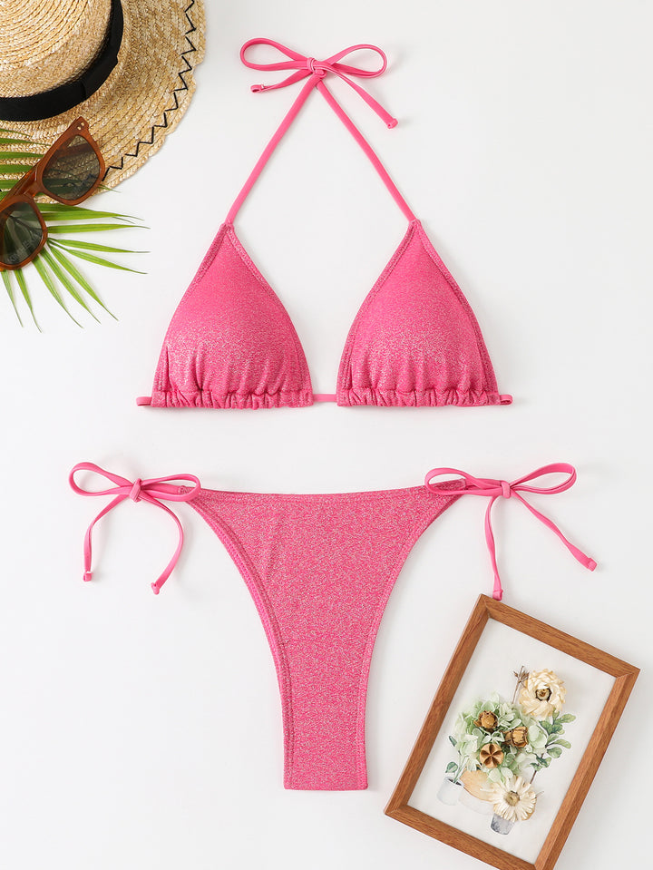 Damen Triangel-Bikini mit schimmerndem Rüschendesign Echo Archiv