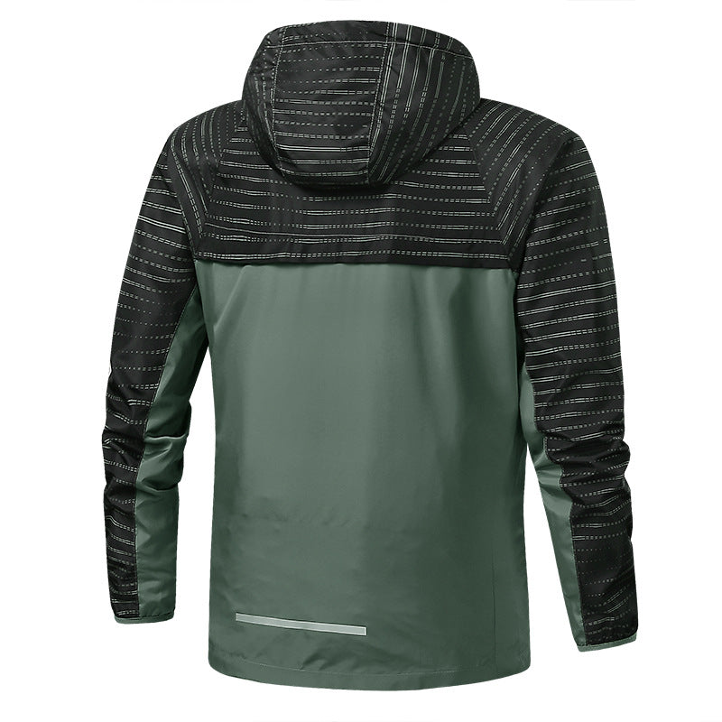 Herren Leichte Reflektierende Kapuzen-Windjacke mit Mesh-Futter und Reißverschlusstaschen Echo Archiv