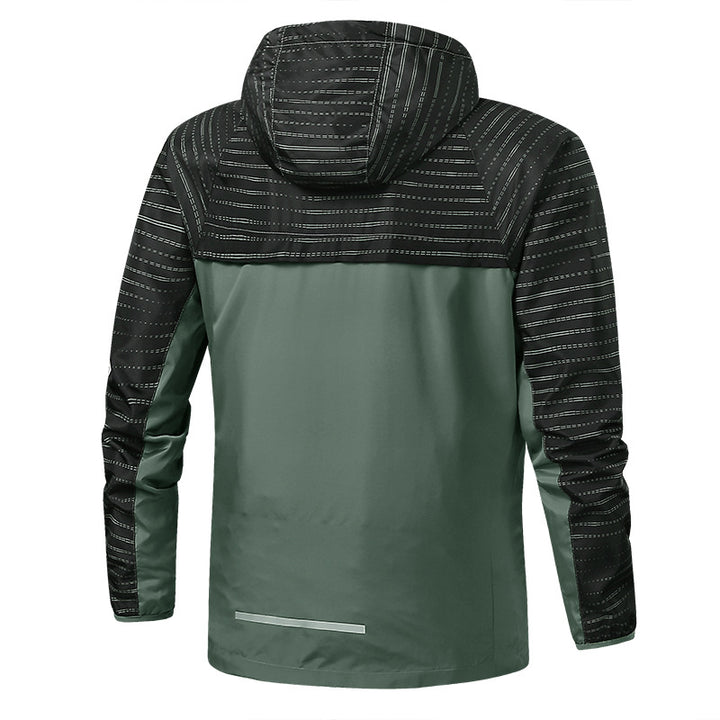 Herren Leichte Reflektierende Kapuzen-Windjacke mit Mesh-Futter und Reißverschlusstaschen Echo Archiv