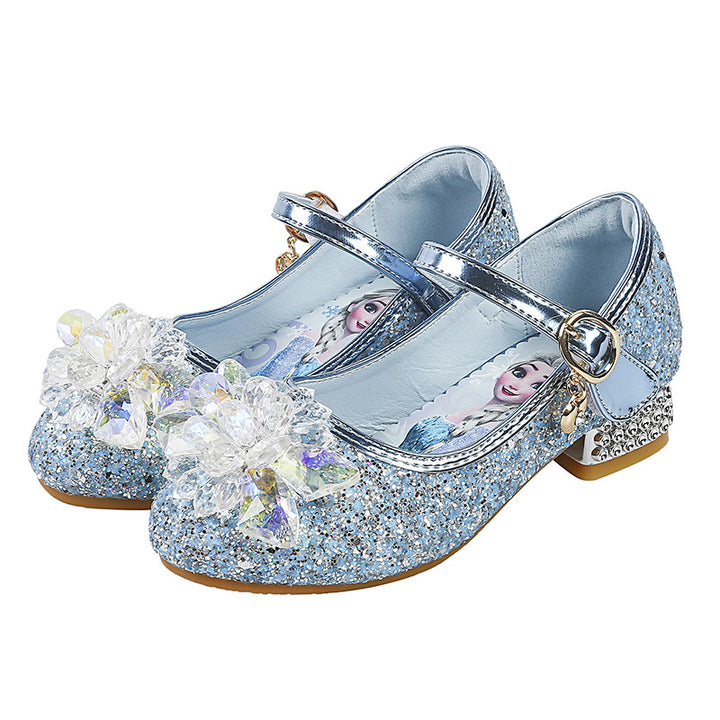 Mädchen Glitzernde Mary Jane Schuhe mit funkelnden Blumenapplikationen Echo Archiv