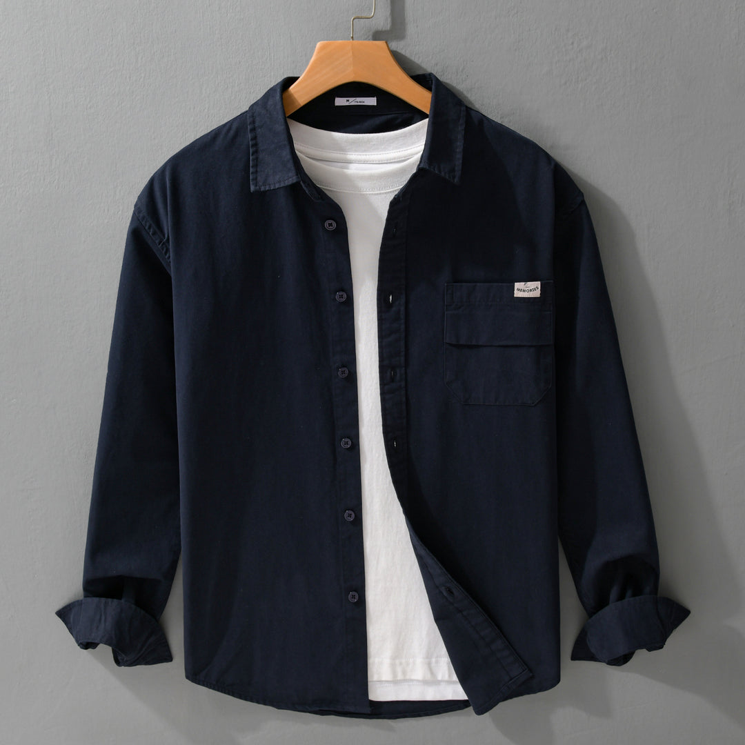 Herren Leichtes Baumwoll-Overshirt mit Kentkragen, Brusttasche und Relaxed-Fit Echoarchiv