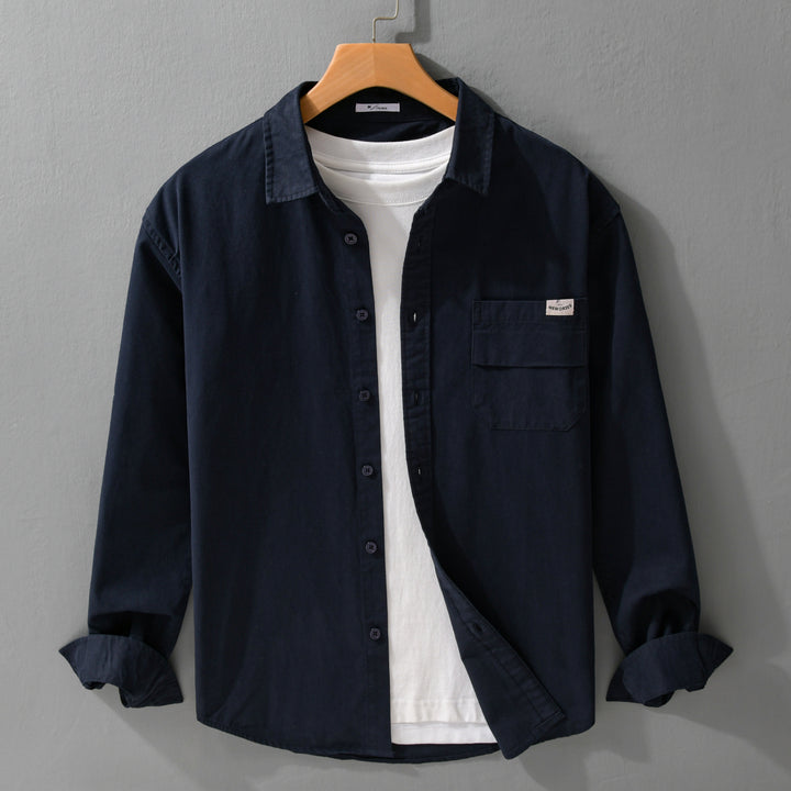 Herren Leichtes Baumwoll-Overshirt mit Kentkragen, Brusttasche und Relaxed-Fit Echoarchiv