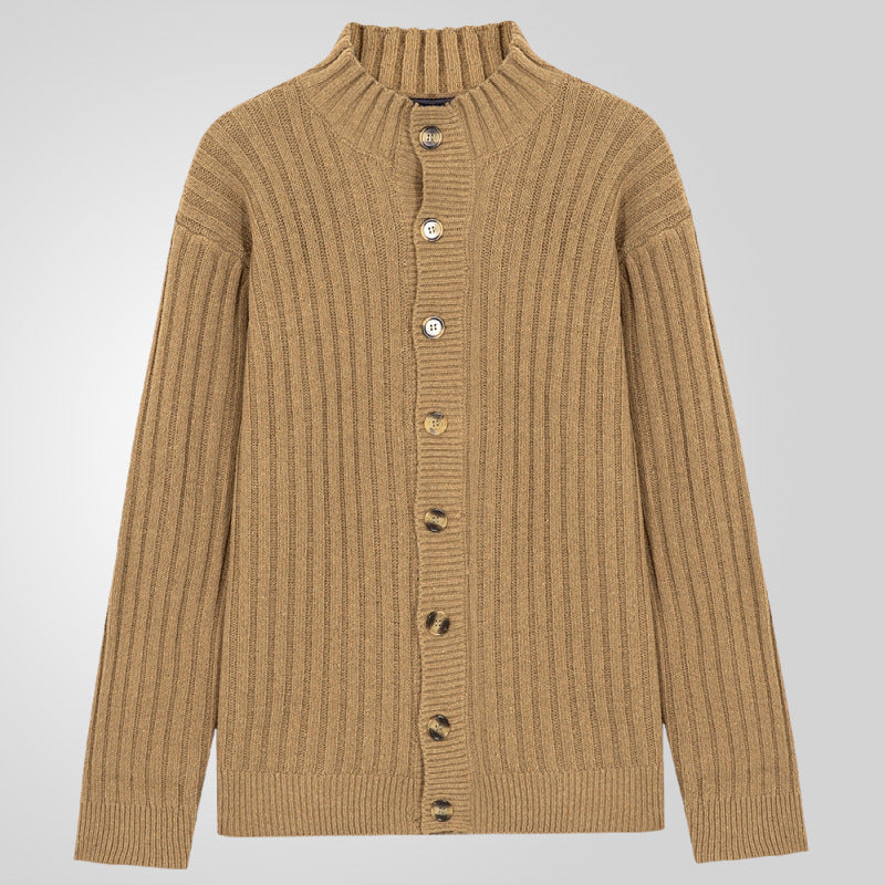 Herren Strickjacke mit klarem Rippenmuster und bequemem Stehkragen Echoarchiv