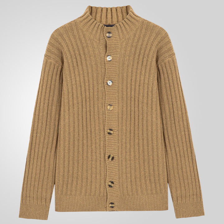 Herren Strickjacke mit klarem Rippenmuster und bequemem Stehkragen Echoarchiv