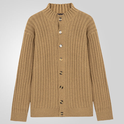 Herren Strickjacke mit klarem Rippenmuster und bequemem Stehkragen Echoarchiv