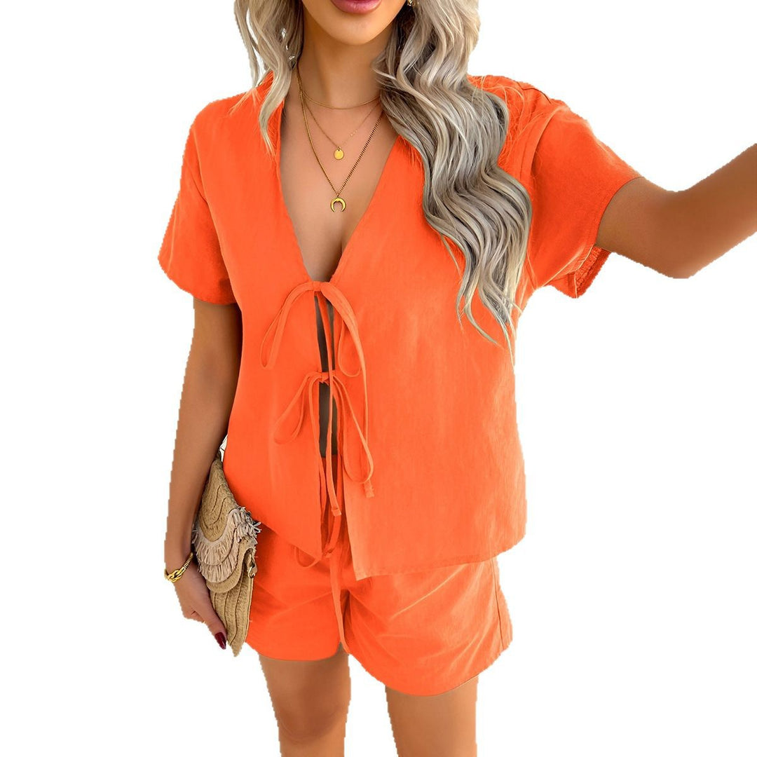 Damen Freizeitliches Zweiteiliges Set mit lockerer Bluse und Shorts Echo Archiv