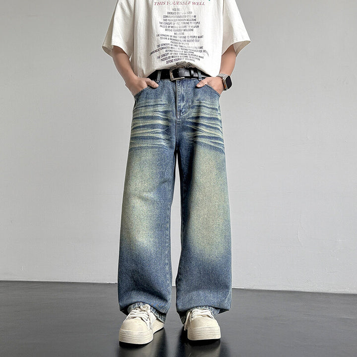 Unisex Weit geschnittene Denim-Hose mit einzigartigen Waschung und legerem Design Echoarchiv