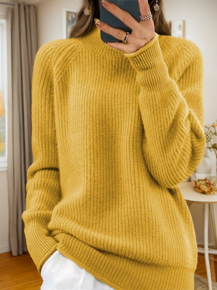 Damen nan kuscheliger Strickpullover mit Stehkragen und Rippstruktur Echo Archiv
