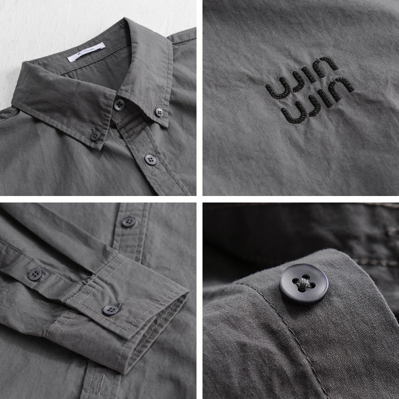 Herren Baumwoll-Overshirt-Hemdjacke mit dezenter Logo-Stickerei und entspanntem Schnitt Echoarchiv