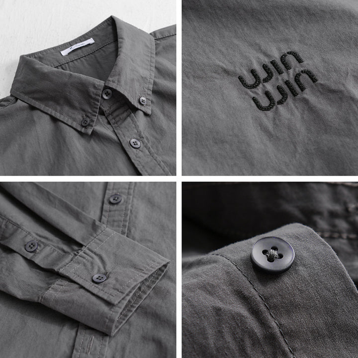 Herren Baumwoll-Overshirt-Hemdjacke mit dezenter Logo-Stickerei und entspanntem Schnitt Echoarchiv
