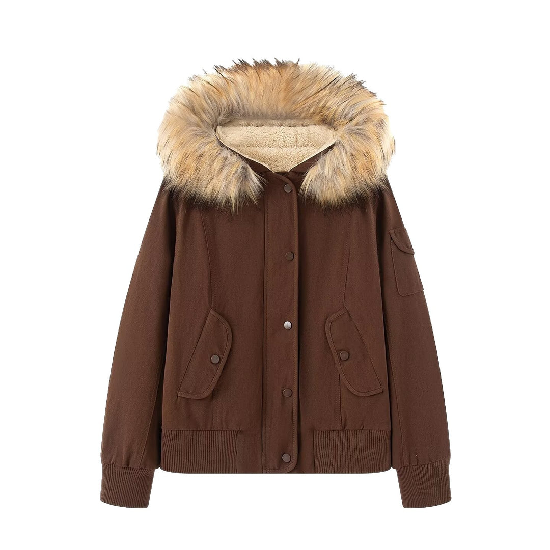 Damen Wattierte Parka-Jacke mit Teddyfutter und Kunstpelzkapuze Echoarchiv