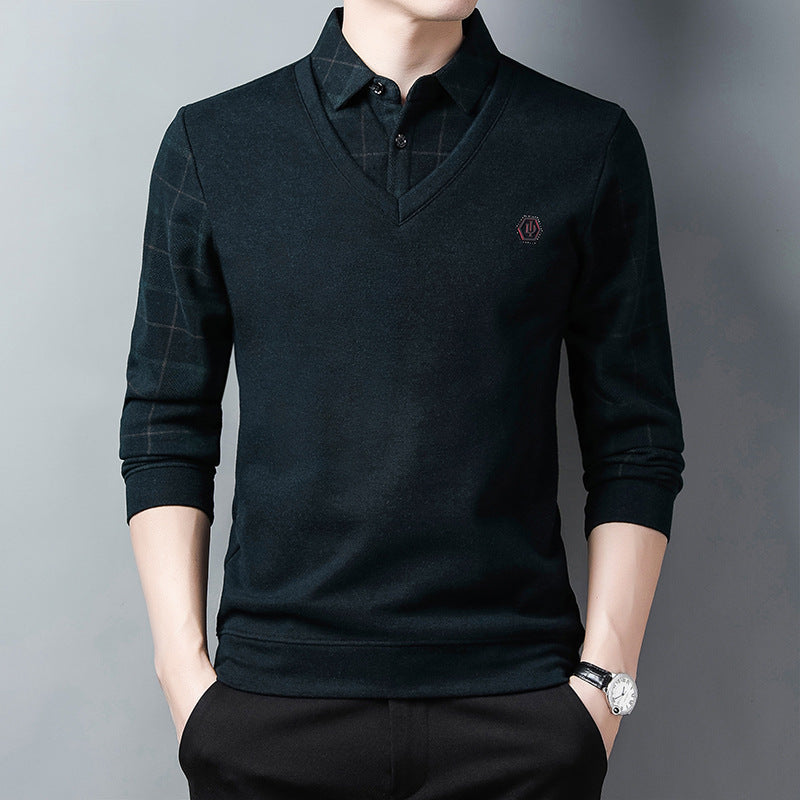 Herren eleganter V-Ausschnitt Pullover mit strukturiertem Oberteil Echoarchiv