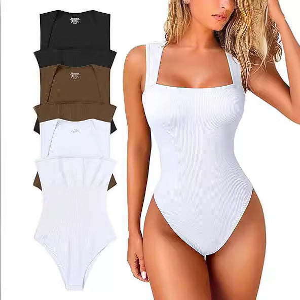 Damen Figurbetonter Bodysuit aus strukturiertem Ribstoff Echo Archiv