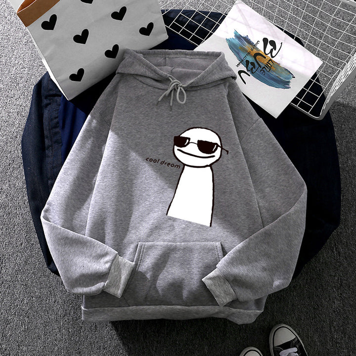 Damen Kapuzenpullover mit minimalistischer Grafik, lockerer Oversize-Passform und Kängurutasche – Auréline