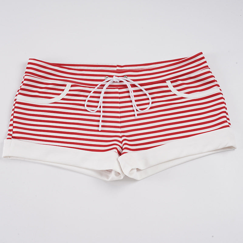 Damen gestreifte Sommer-Shorts mit elastischem Bund und praktische Taschen Echo Archiv