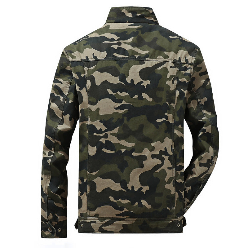 Herren Fieldjacke im Tarnmuster mit Teddyfleece‑Innenfutter, Mehrfachtaschen und Schulterklappen – Taviero