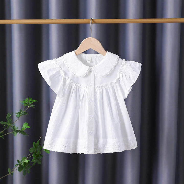 Mädchen Bluse mit eleganten Rüschenärmeln und klassischem Kragen Echo Archiv