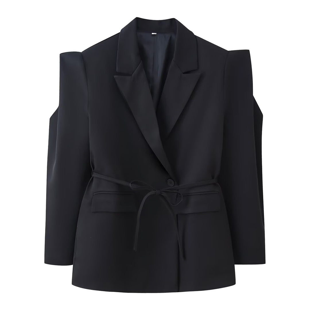 Damen Blazer mit Schulter-Cutouts, Taillengürtel und Ein-Knopf-Verschluss Echo Archiv