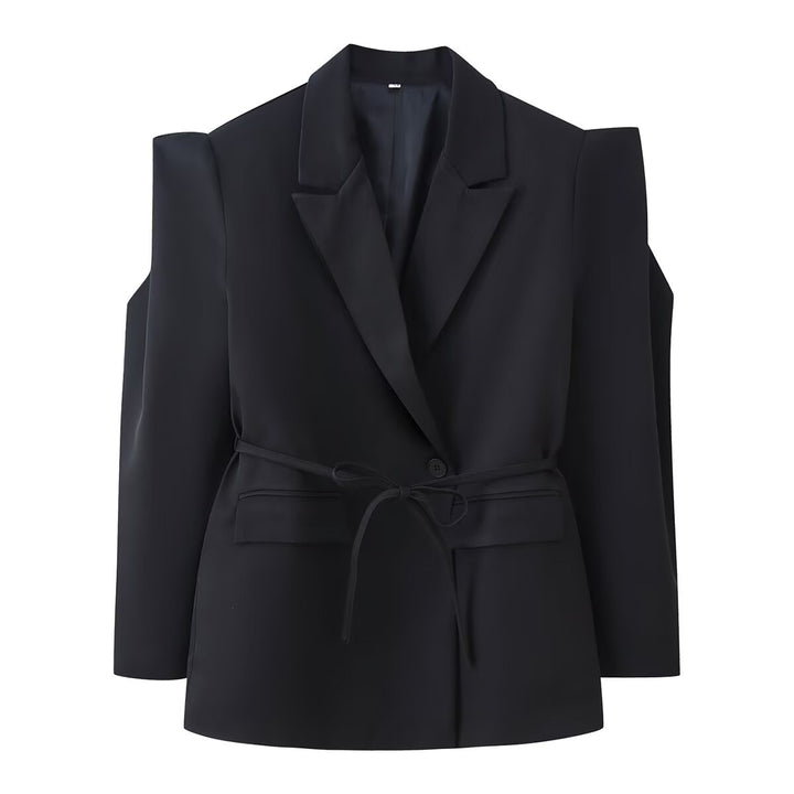 Damen Blazer mit Schulter-Cutouts, Taillengürtel und Ein-Knopf-Verschluss Echo Archiv