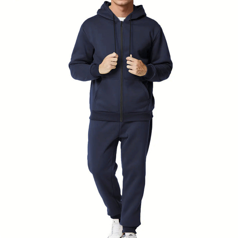 Herren zweiteiliges Zip-Hoodie und schmal zulaufende Jogginghose aus French Terry – Marzano