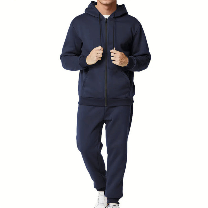 Herren zweiteiliges Zip-Hoodie und schmal zulaufende Jogginghose aus French Terry – Marzano