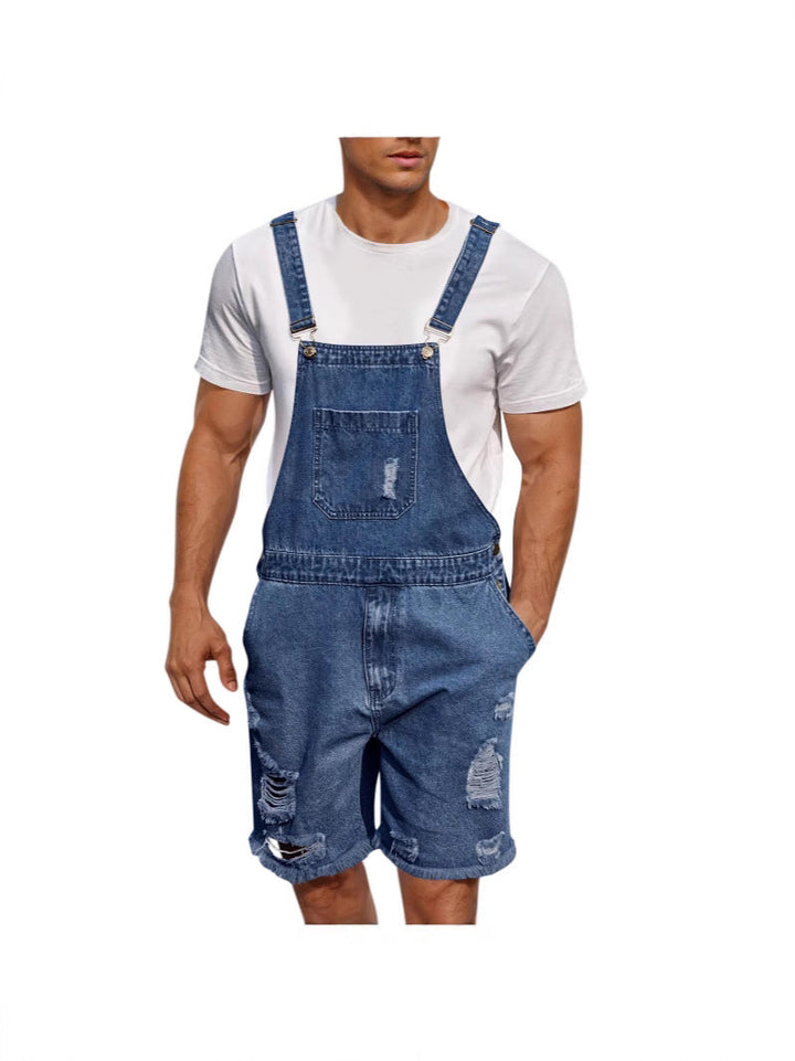 Herren Lässige Denim-Latzhose im distressed Look Echoarchiv
