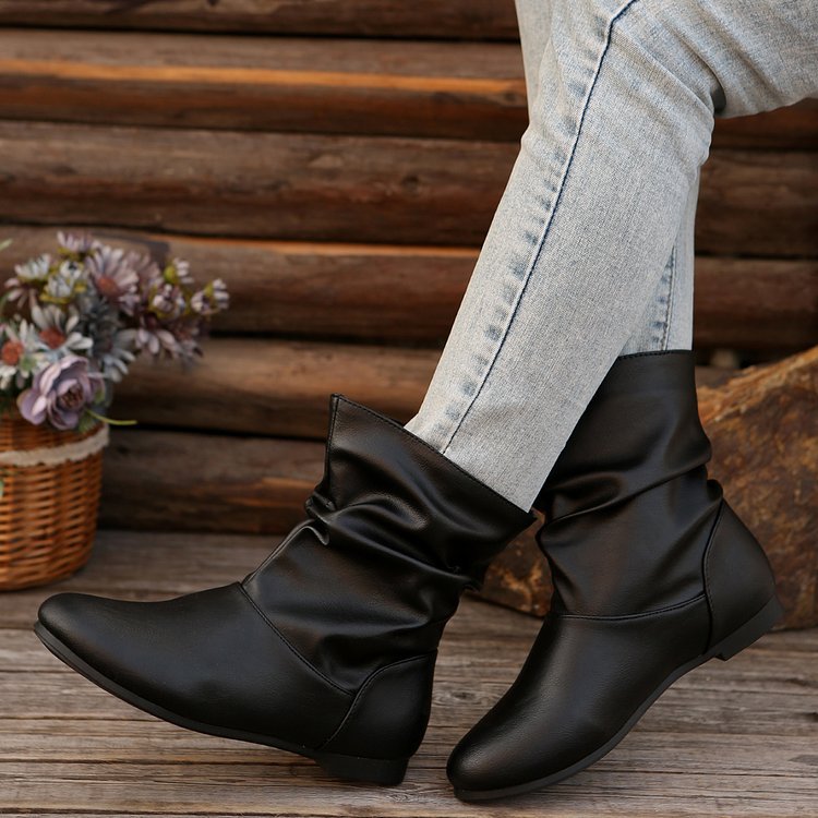 Damen modische Stiefeletten mit elegantem Rüschendesign und weichem Obermaterial Echoarchiv