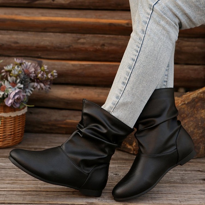 Damen modische Stiefeletten mit elegantem Rüschendesign und weichem Obermaterial Echoarchiv