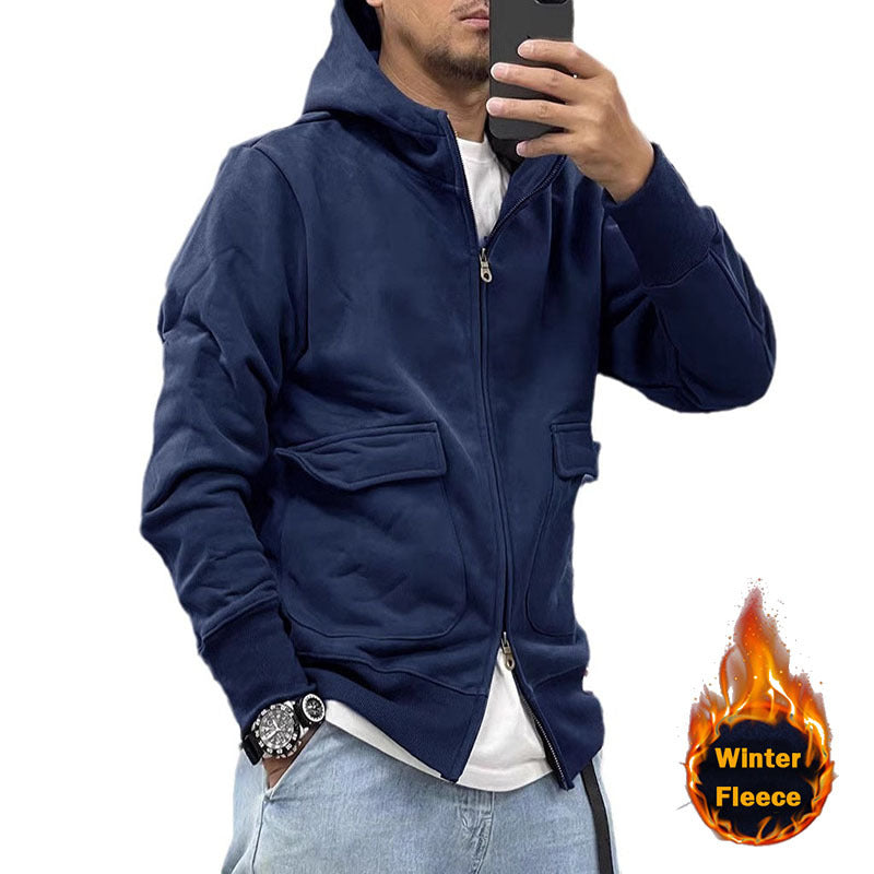 Herren Fleece Kapuzenjacke mit praktischen Taschen Echoarchiv