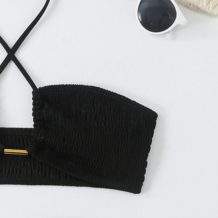 Damen Bikini-Set mit gerafftem Bandeau-Oberteil und hoch geschnittenen Höschen Echo Archiv