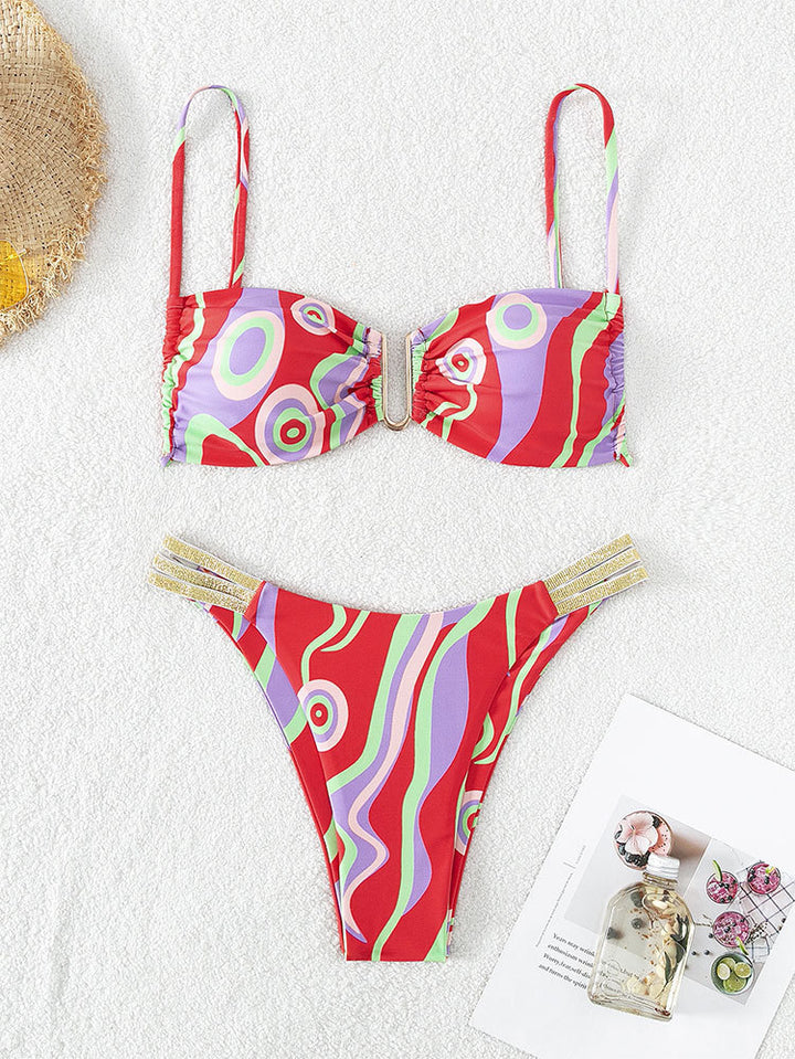 Damen Zweiteiliges Bikini-Set mit modischem Wickeldesign und elastischen Trägern Echo Archiv