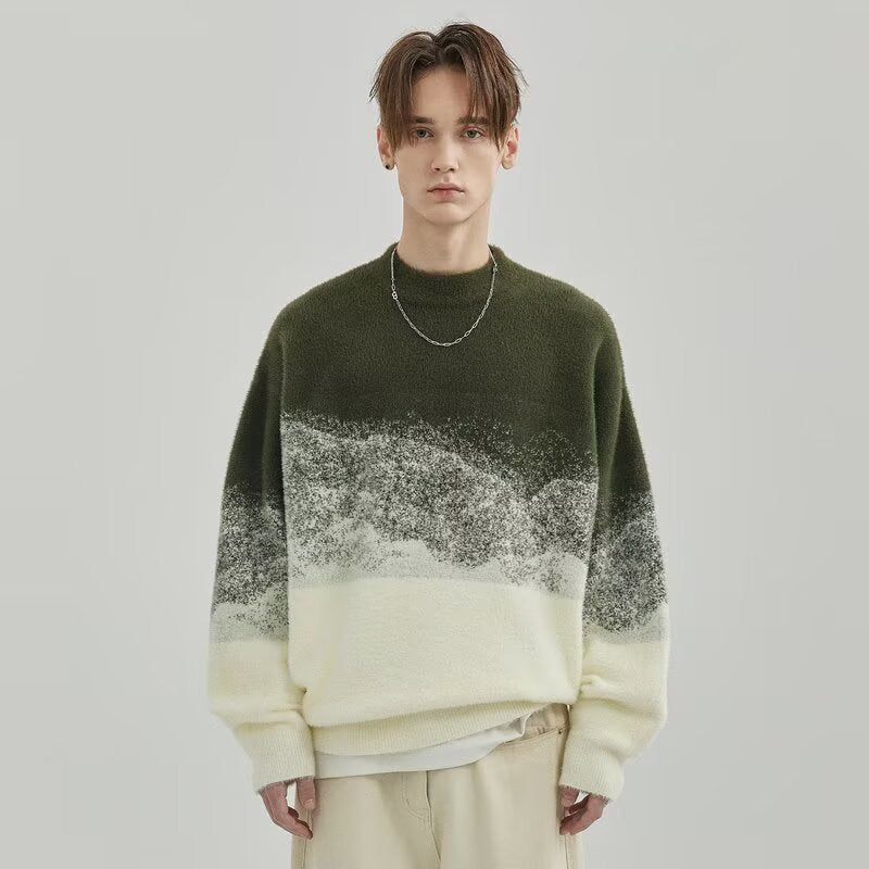 Herren Modischer Grobstrickpullover mit Farbverlauf Echoarchiv