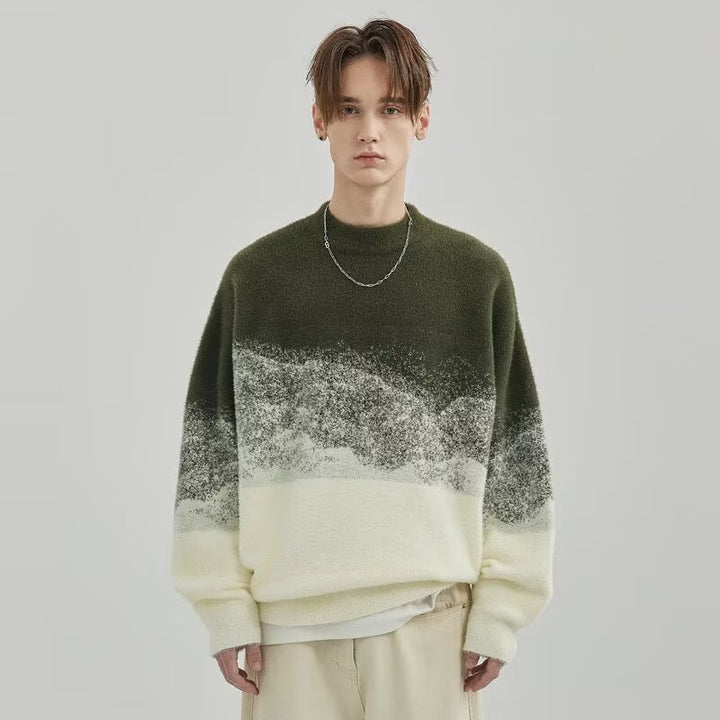 Herren Modischer Grobstrickpullover mit Farbverlauf Echoarchiv
