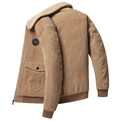 Herren Cord-Blouson im Pilotenlook mit Teddykragen, wattierter Innenfütterung und Pattentaschen – Taviero