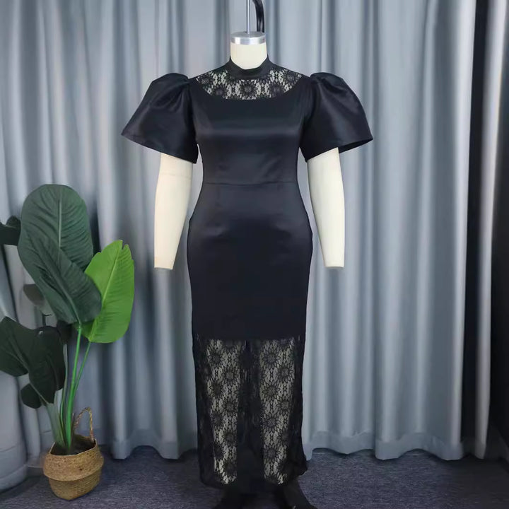 Damen Elegantes Maxikleid mit dekorativen Puffärmeln und romantischem Spitzenunterbau Echo Archiv