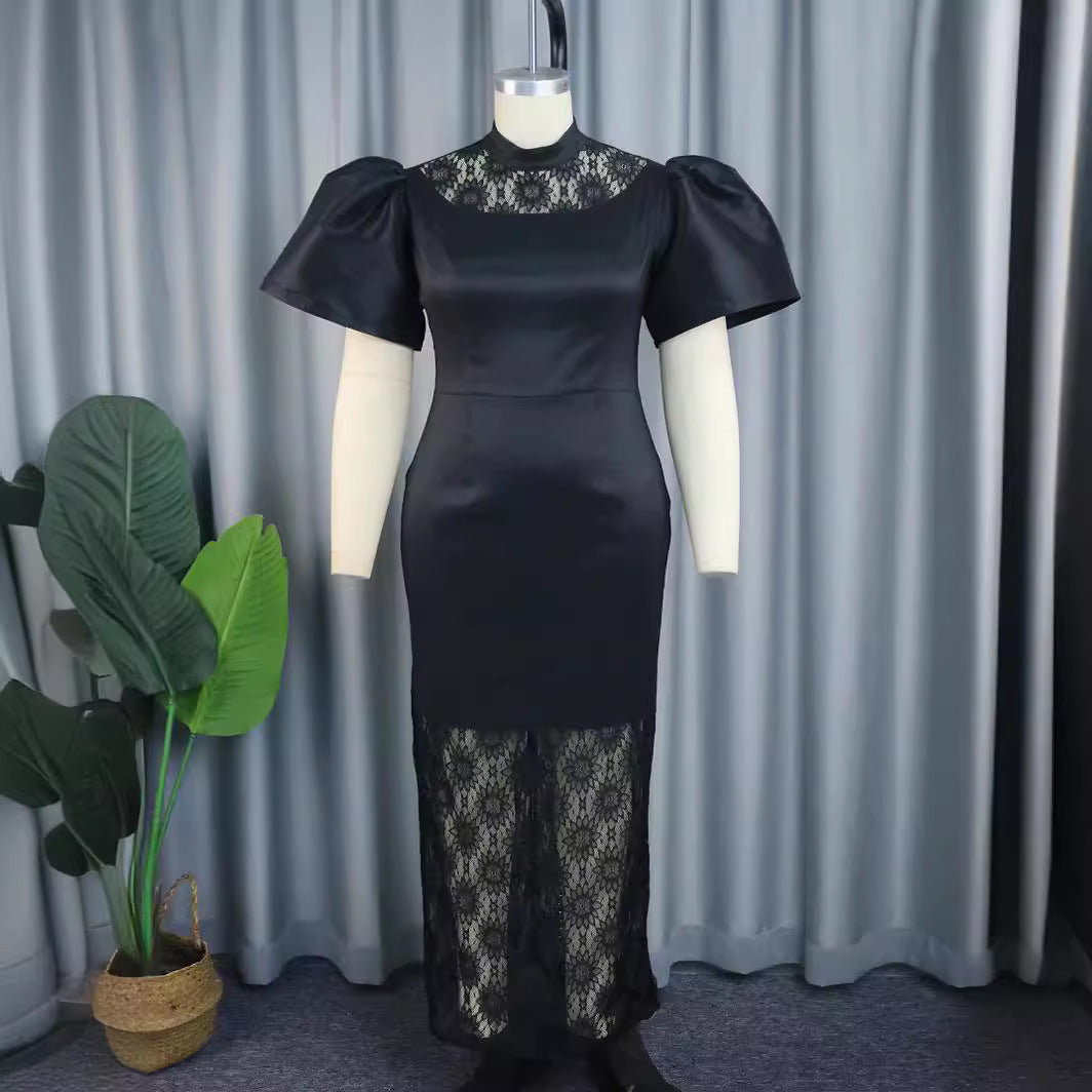 Damen Elegantes Spitze-und-Satin Abendkleid Echo Archiv