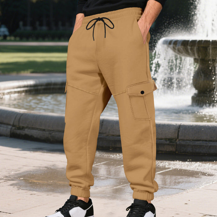 Herren Funktionale Cargo-Jogginghose mit Tunnelzug, Sicherheits-Flap-Taschen und elastischem Knöchelbündchen – Bravaro
