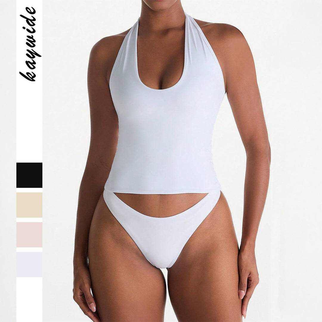 Damen Sportlicher Badeanzug im Crop-Top-Stil mit tiefem V-Ausschnitt Echo Archiv
