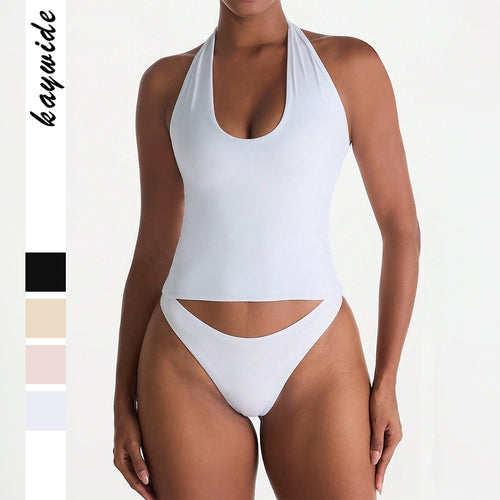 Damen Sportlicher Badeanzug im Crop-Top-Stil mit tiefem V-Ausschnitt Echo Archiv
