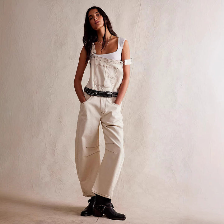 Damen lässige Denim-Latzhose im Echoarchivrnen Schnitt mit verstellbaren Trägern Echoarchiv