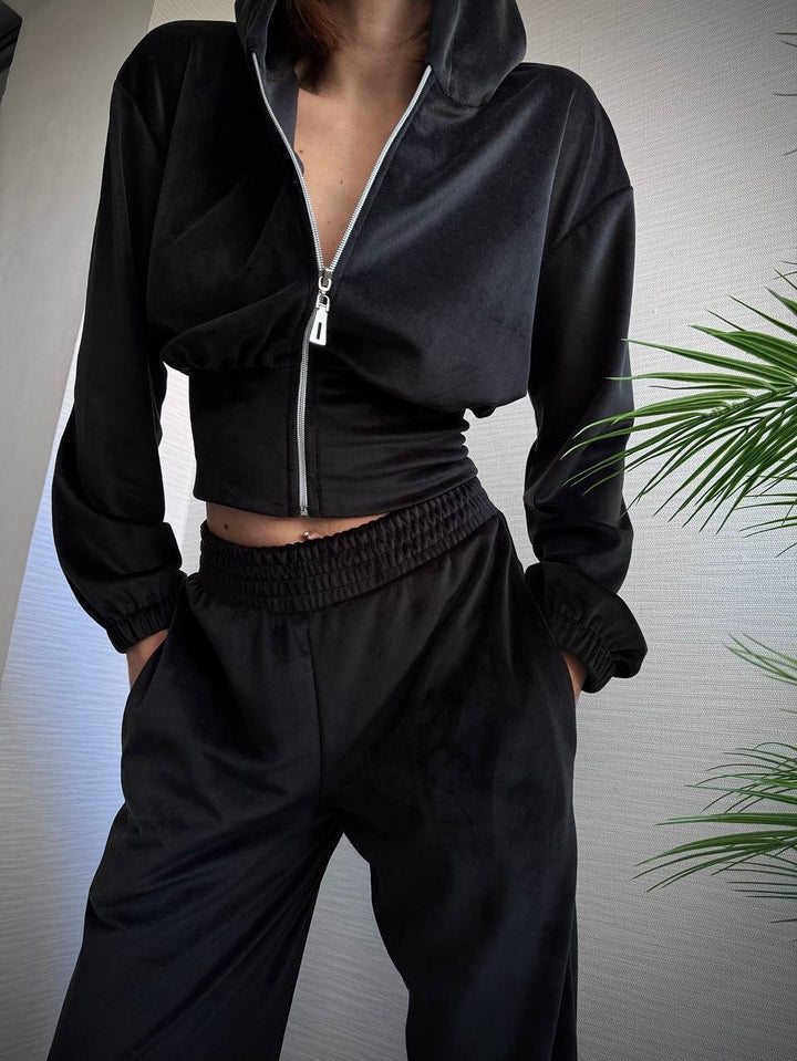 Damen Taillierte Cropped-Kapuzenjacke mit figurformendem Schlauchbund – Auréline