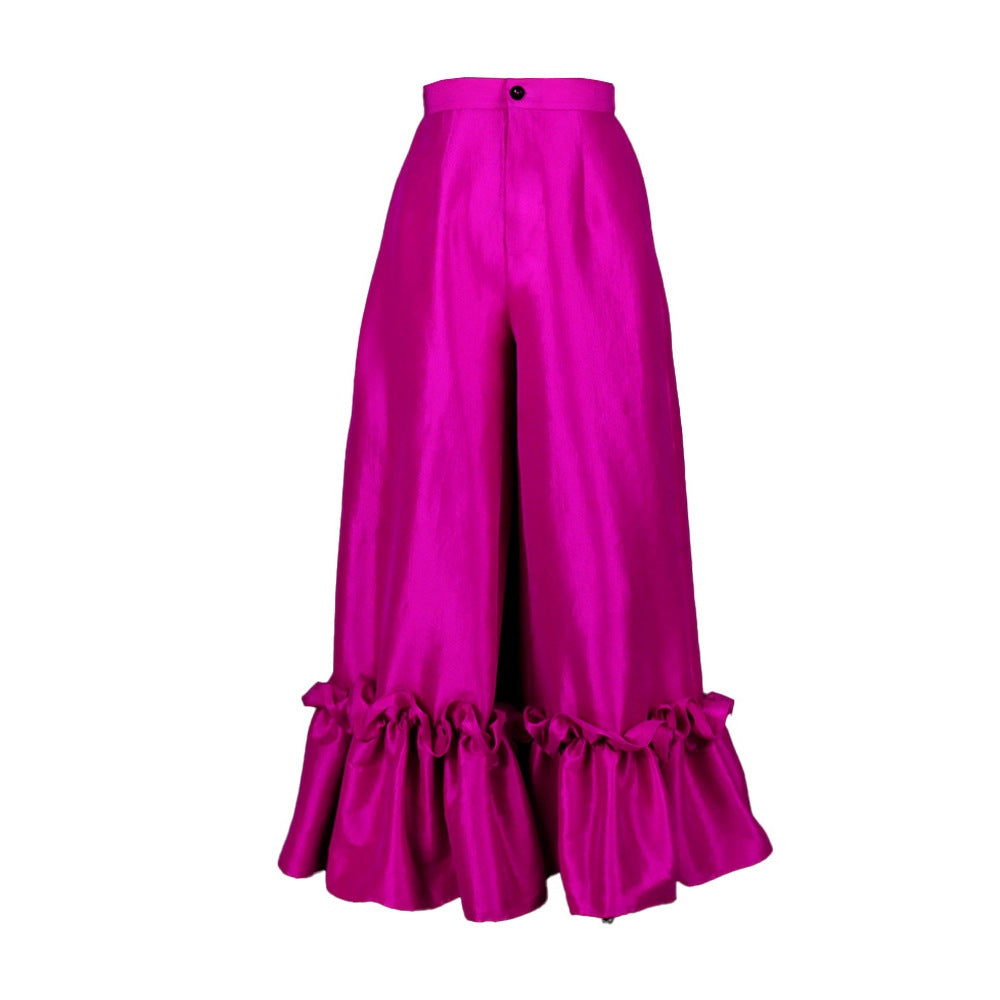 Damen elegante weite Hose mit voluminösem Rüschenabschluss Echo Archiv