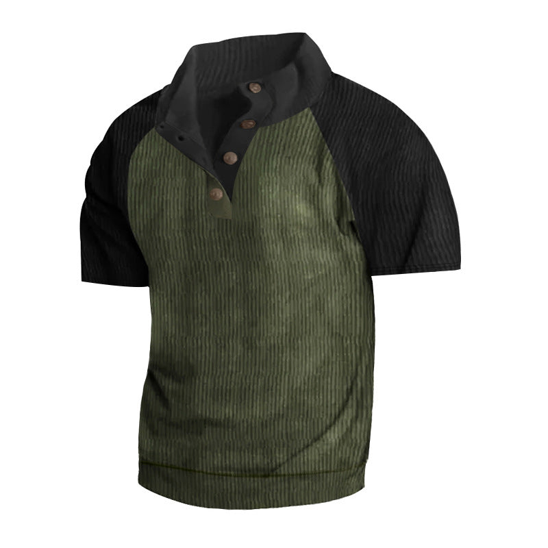 Herren Kurzarm-Henley-Shirt mit modernem Strukturdesign Echoarchiv