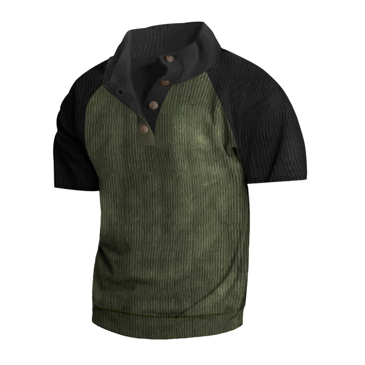 Herren Kurzarm-Henley-Shirt mit modernem Strukturdesign Echoarchiv