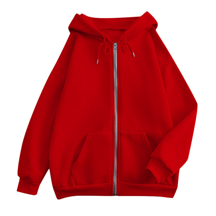 Damen extrabreite Zip-Kapuzenjacke mit weichem Fleecefutter, Kängurutaschen und gerippten Bündchen – Célinea