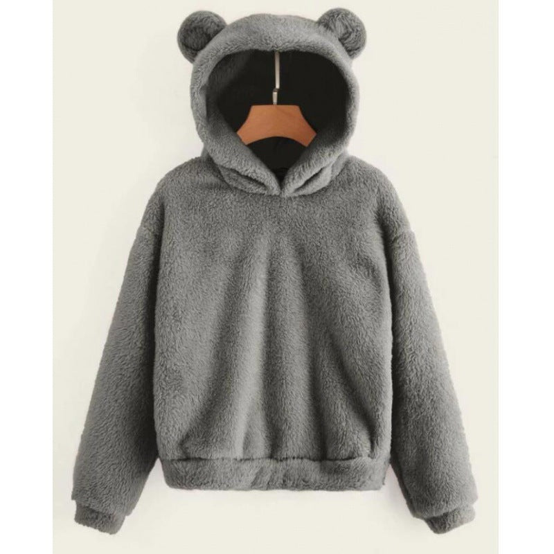 Damen Kuscheliger Teddy-Fleece-Hoodie mit Bärenohren und Oversize-Passform Echo Archiv
