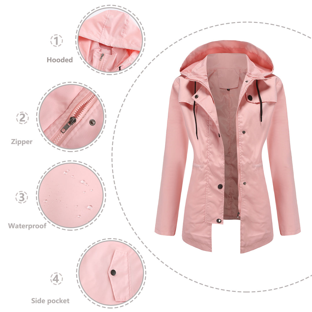 Damen nan leichter wasserdichter Parka mit tailliertem Schnitt, Kapuze und verdecktem Reißverschluss Echo Archiv