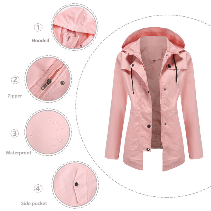 Damen nan leichter wasserdichter Parka mit tailliertem Schnitt, Kapuze und verdecktem Reißverschluss Echo Archiv