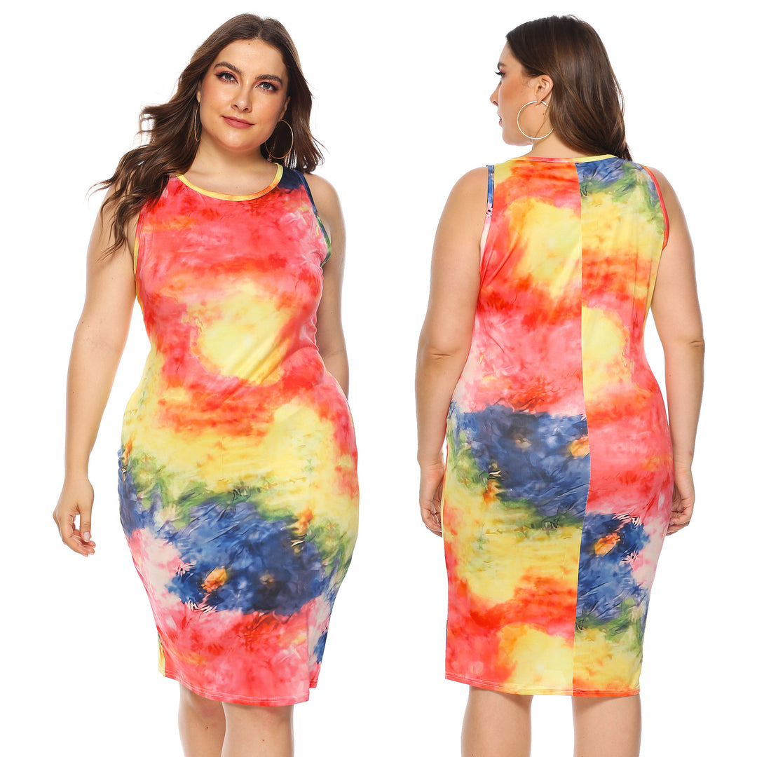 Damen figurbetontes Sommerkleid mit buntem Batik-Muster Echo Archiv